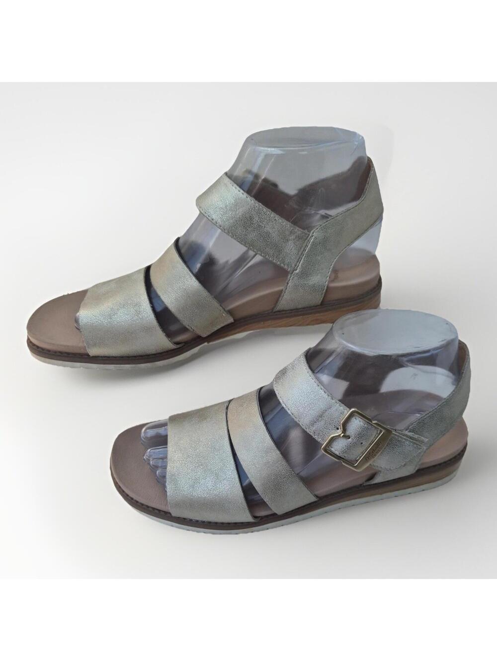 DR. SCHOLL'S Sustainable Comfort Beige Strappy Sandals Womens 7 M Metallic